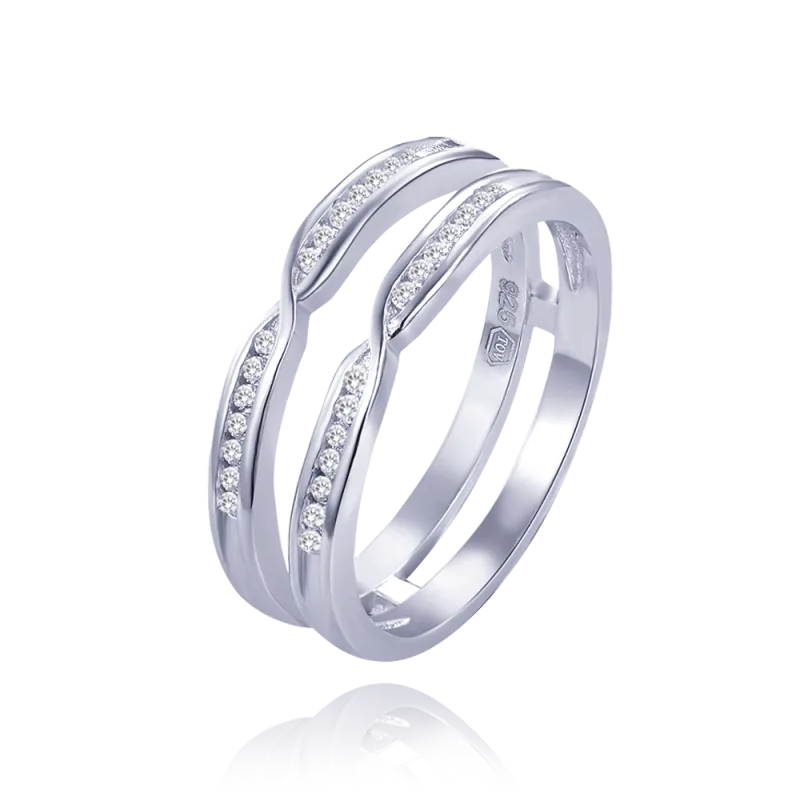 MINET Luxusní stříbrný prsten s bílými zirkony vel. 60 JMAS0270SR60