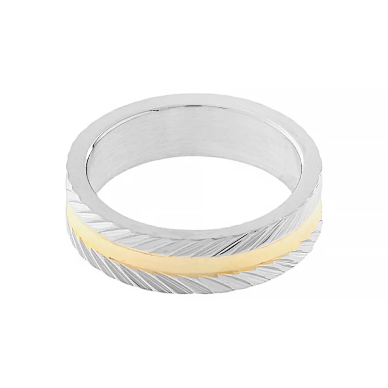 Nerezový snubní prsten 5246 (velikost 59) - stříbrnozlaté barvy