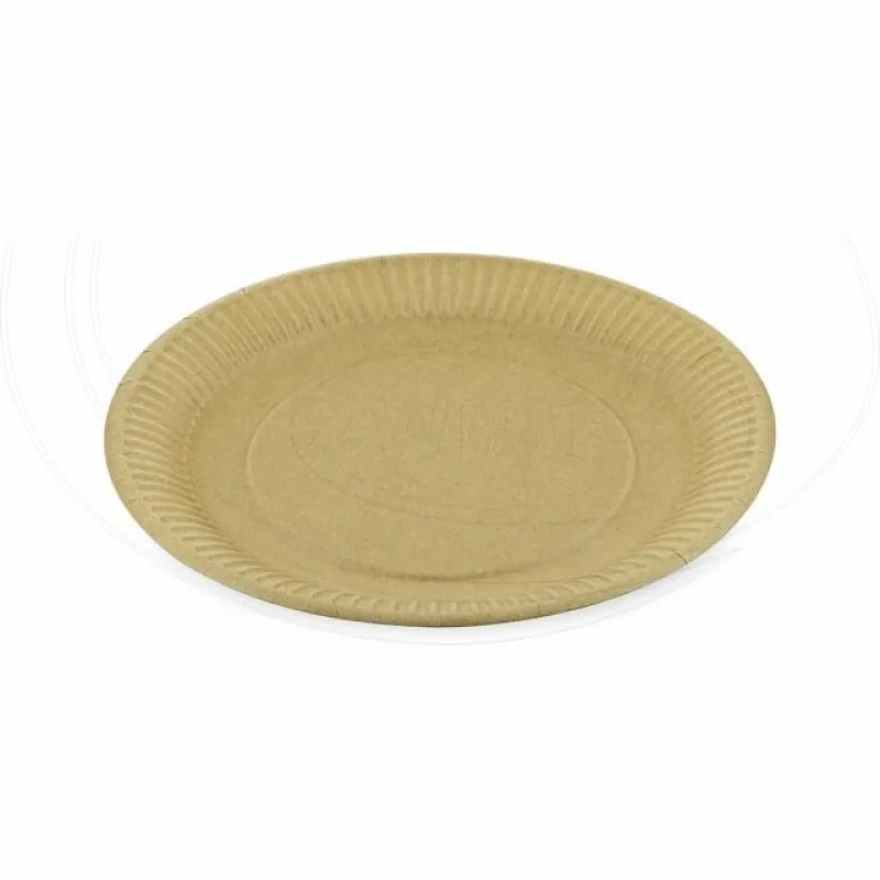 Papírové talíře mělké, hnědé Ø 23 cm [100 ks] (48023-3C)