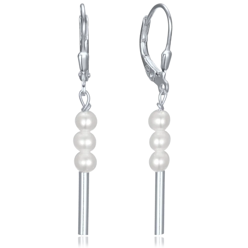 MINET Stříbrné náušnice s přírodními perlami JMAS7059SE00