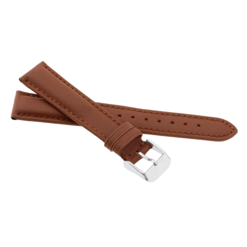 JVD Hnědý kožený prošívaný řemínek na hodinky R20603/20