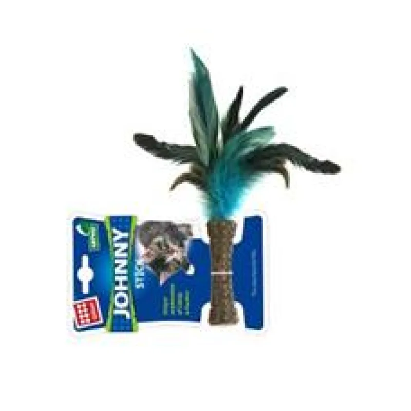 Hračka kočka GiGwi Johnny Stick Catnip s modrým peří 1 ks