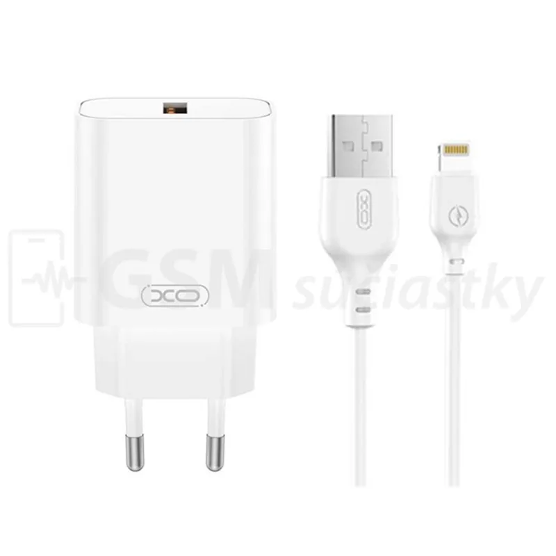 OBAL:ME Cestovná Nabíjačka USB-A 18W + USB-A/Lightning Kábel 1m Biela Farba: Nabíjačka