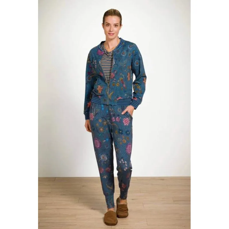 Pip Studio Bobien dlouhé kalhoty Coco Flower, modré