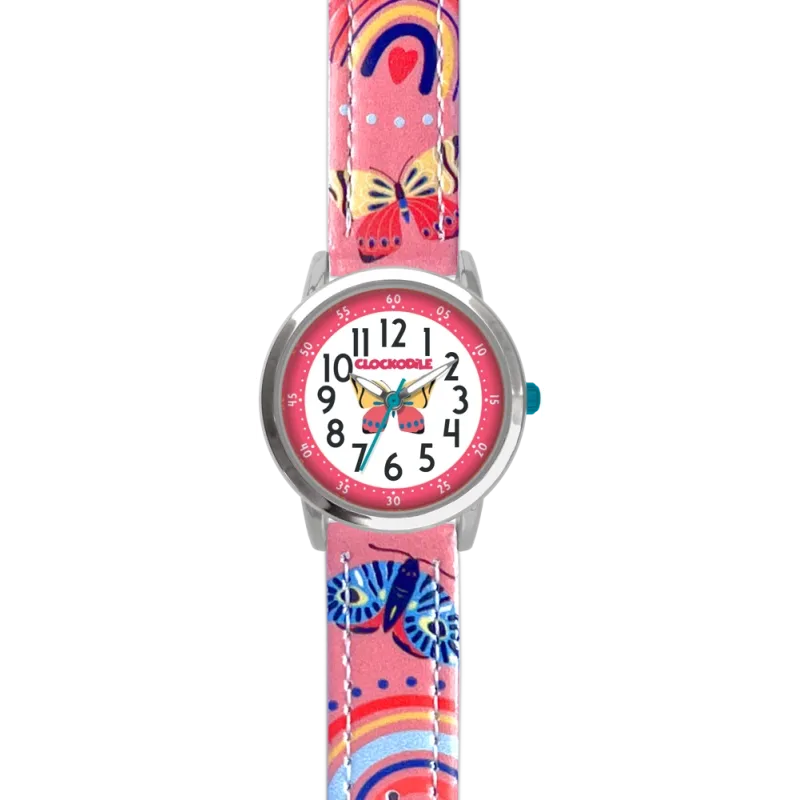CLOCKODILE Dětské růžové dívčí dětské hodinky MOTÝL CWG5180