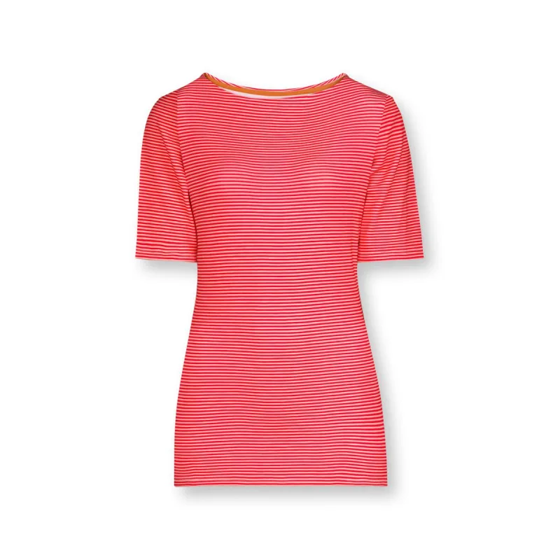 Pip Studio Tjessy triko s krátkým rukávem Sumo Stripe, červené