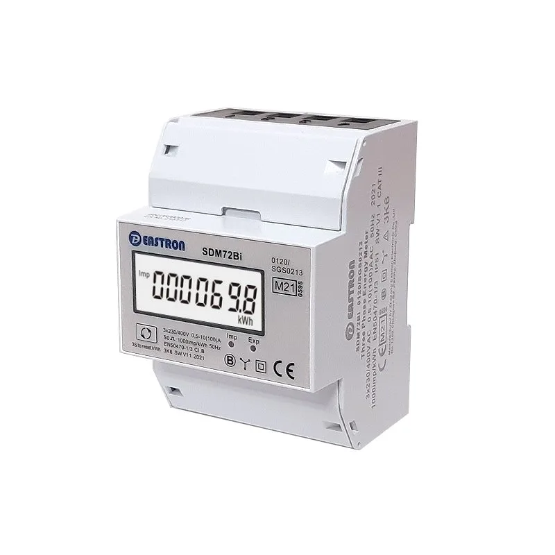 Elektromer 3F obojsmerný na DIN trojfázový digitálny VCX EASTRON SDM72 BI MID Reset 100A
