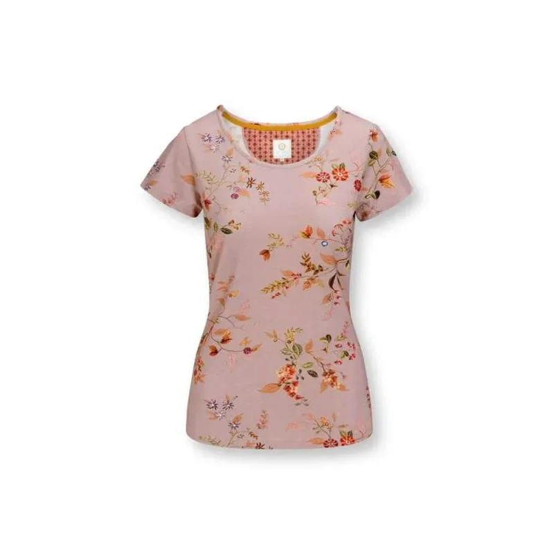 Pip Studio Tilly triko s krátkým rukávem Kawai Flower, růžové