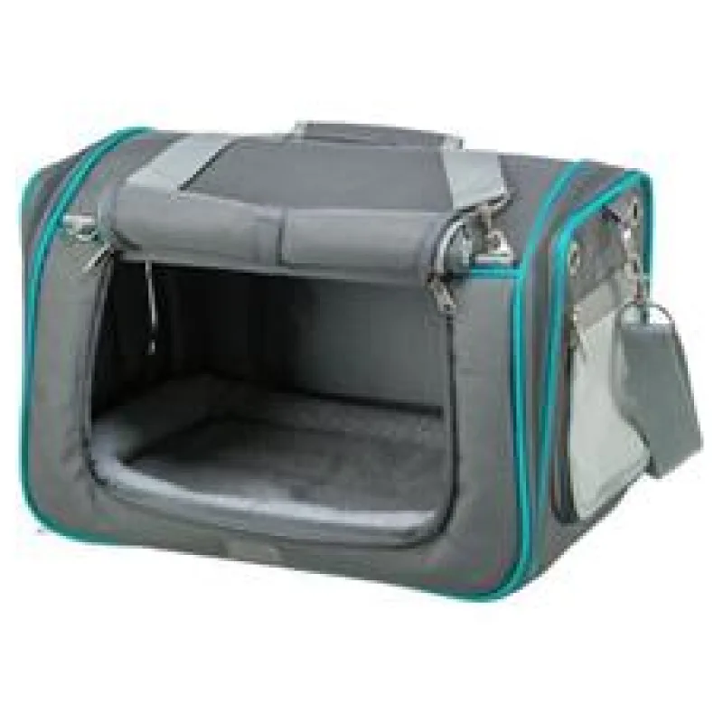 Transportní taška VICKY, 40 x 27 x 28 cm, do 5 kg, šedá/tyrkysová 1 ks