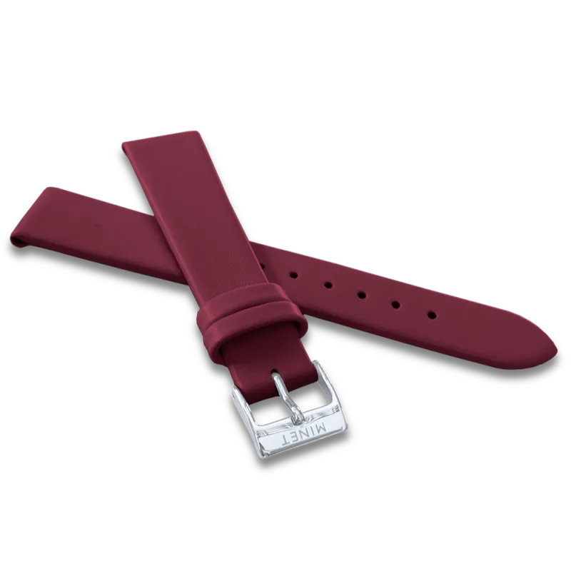 MINET Vínový kožený řemínek se stříbrnou sponou - 14 MSLVS14