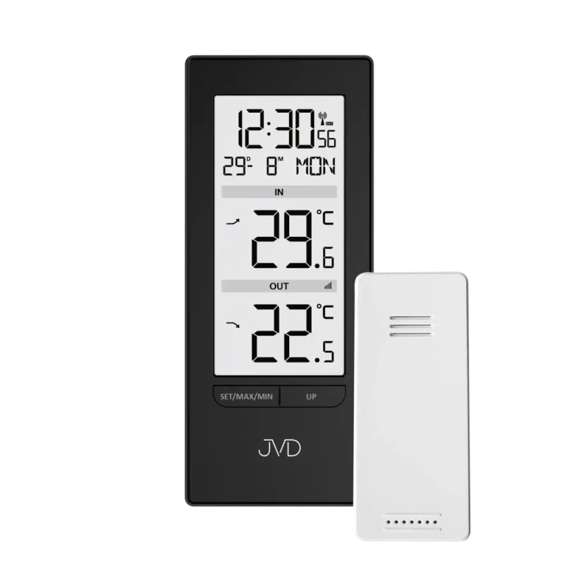 JVD Černý digitální čitelný bezdrátový teploměr JVD T3348.1 