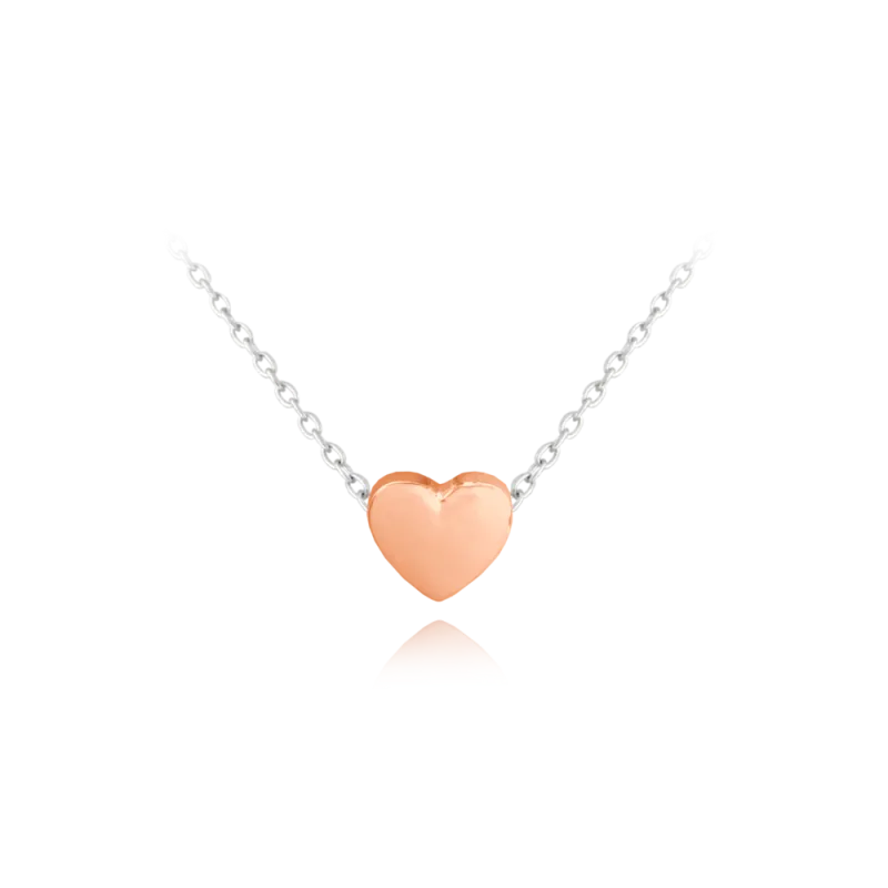 MINET Rose gold stříbrný náhrdelník LOVE se srdíčkem