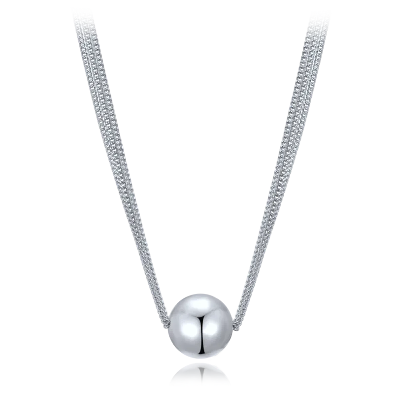 MINET Elegantní stříbrný náhrdelník se třemi řetízky s kuličkou Ag 925/1000 10,65g JMAS0302SN47