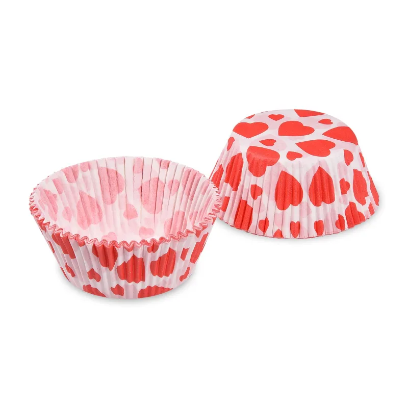 Cukrářské košíčky na muffiny "Červená srdíčka" Ø 50 x 30 mm [40 ks] (65591 - 4A)