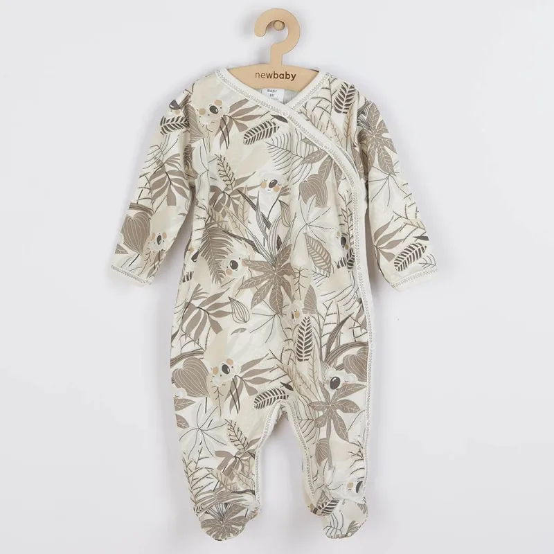 Dojčenský bavlnený overal s bočným zapínaním New Baby Lovely hnedý