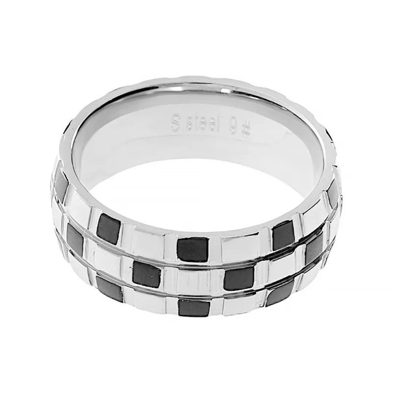 Nerezový prsten 5220 (velikost 60) - stříbrnočerné barvy