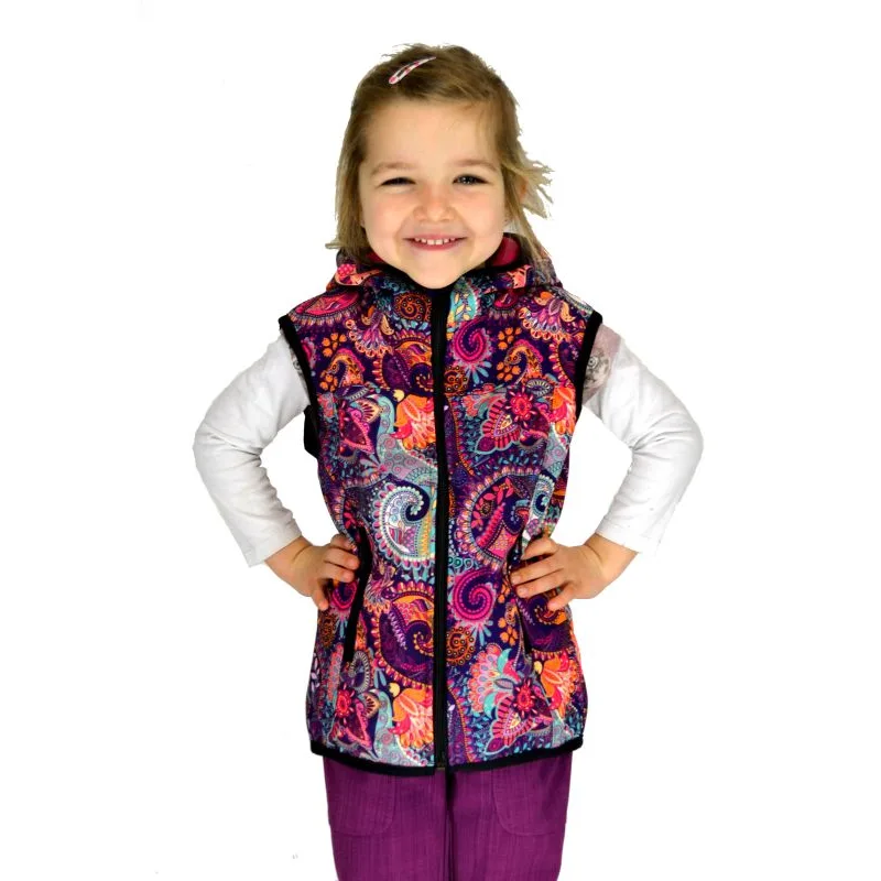 Detská vesta softshellová s kapucňou