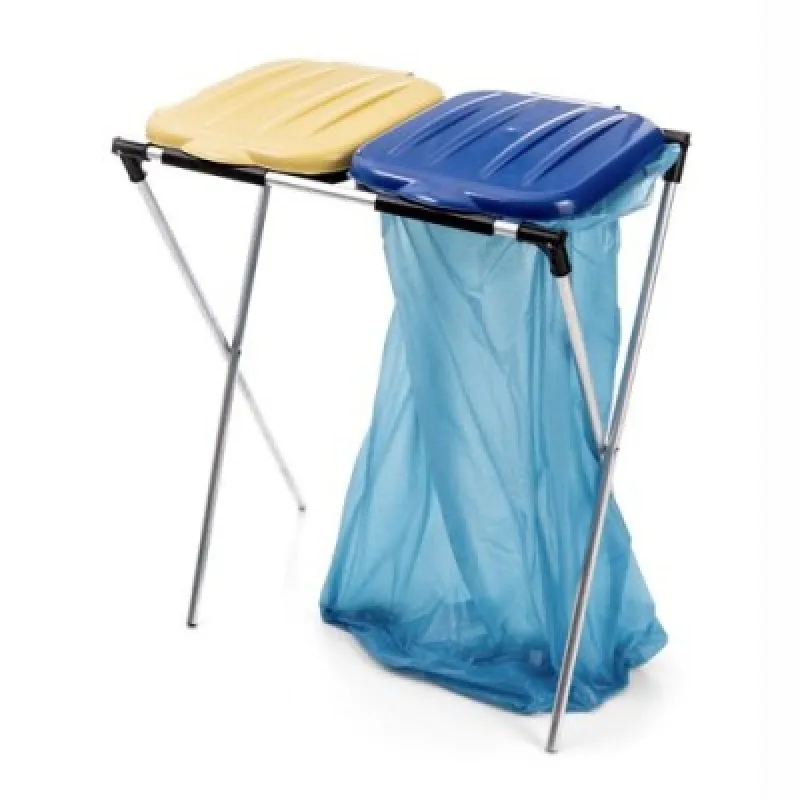 Dvojstojan na vrecia s plastovým vekom - žlté/modré