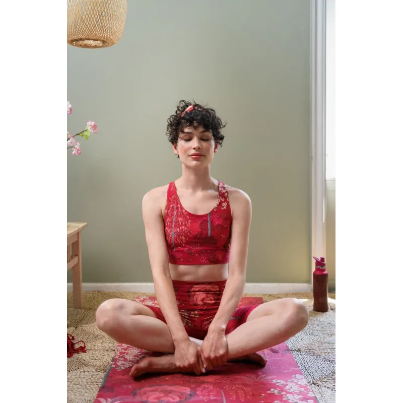 Pip Studio Belinda legínové kraťasy Japanese Garden, červené