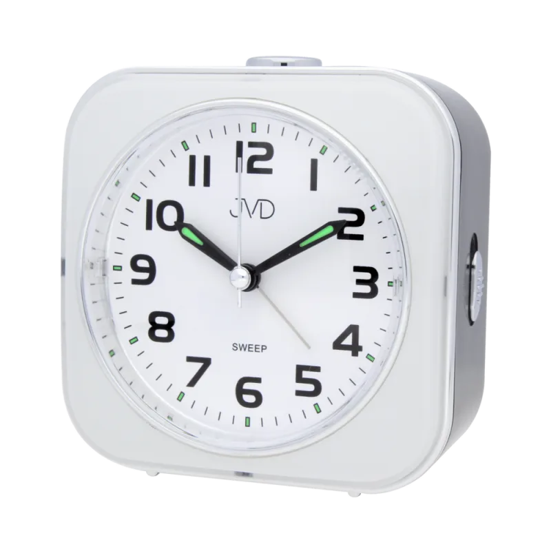 JVD Bílý netikající tichý analogový retro budík JVD SRP801.1