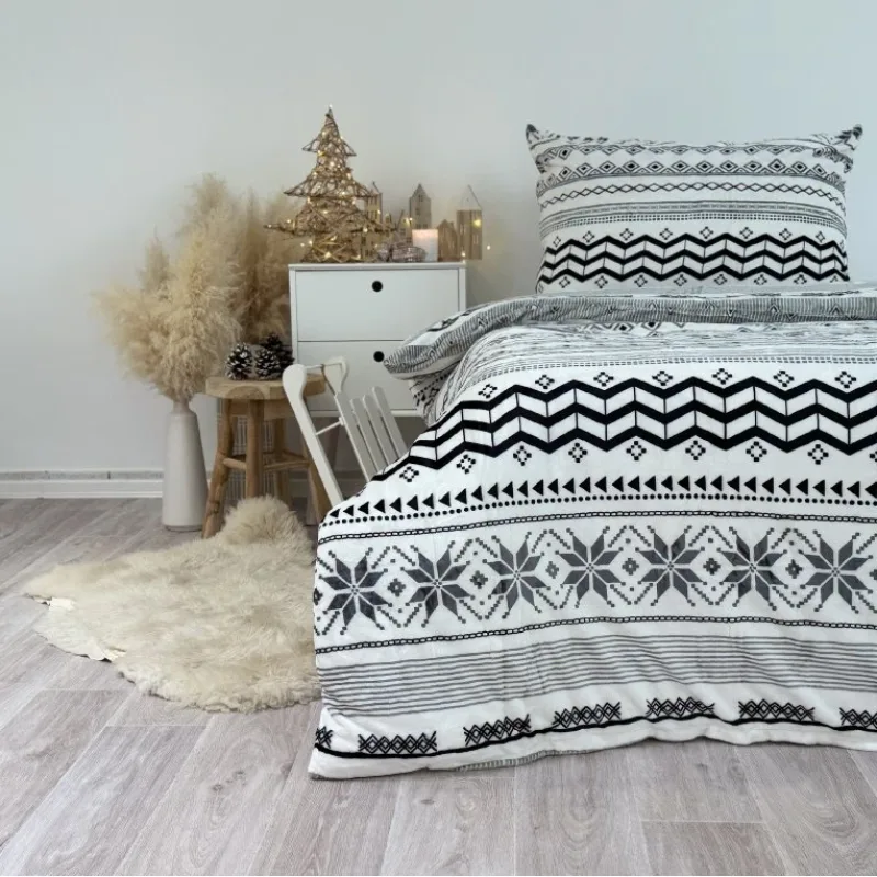 Posteľné obliečky mikroflanel Flake Grey , 140x200/90x70 cm