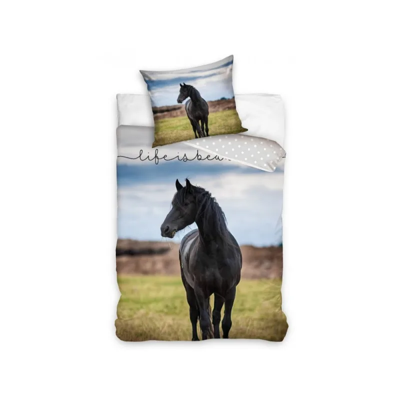 Bavlnené obliečky Čierny Mustang 140x200/70x90 cm