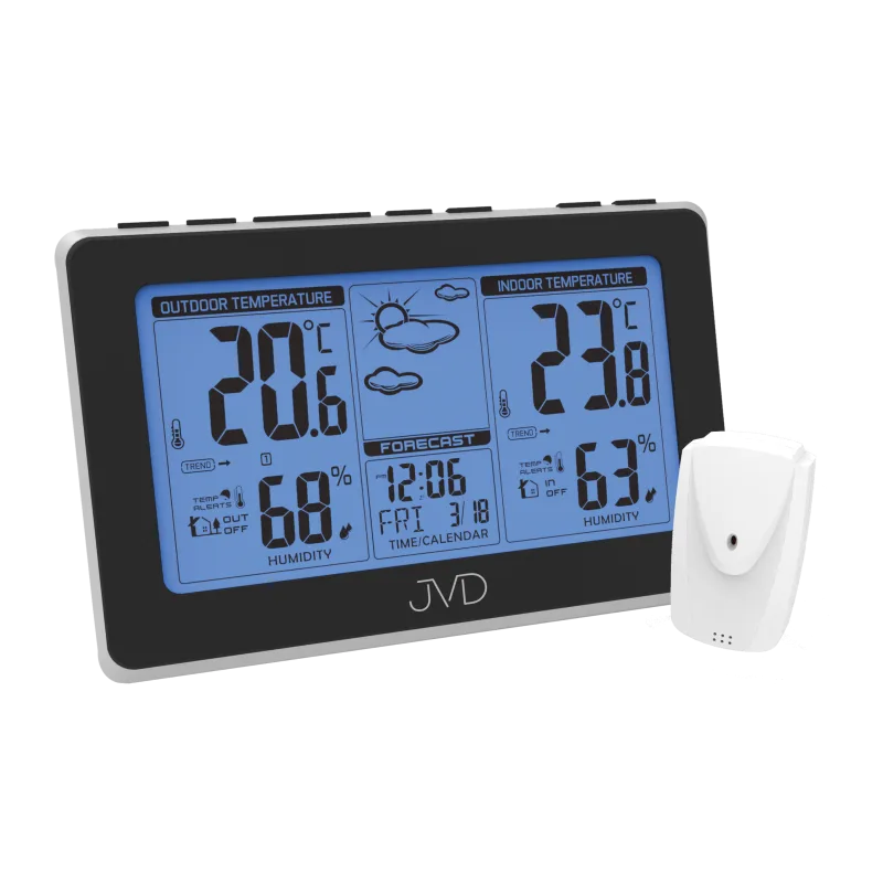 Černá rádiem řízená meteorologická stanice JVD RB657