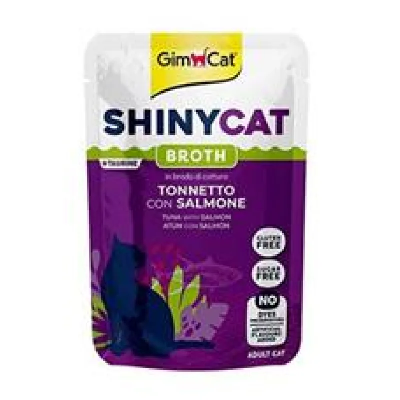Gimcat ShinyCat kapsa tuňák s lososem ve vývaru 70g