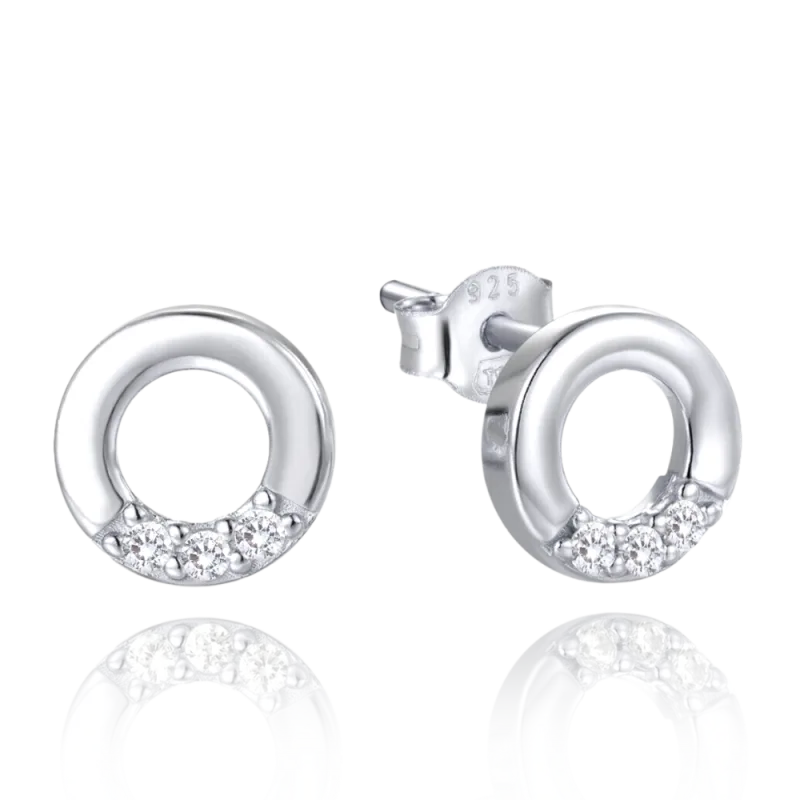 MINET Stříbrné náušnice kroužky se zirkony JMAN0482SE00