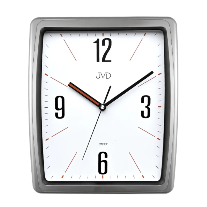 JVD Nástěnné tiché hranaté netikající šedé hodiny JVD HX2496.1