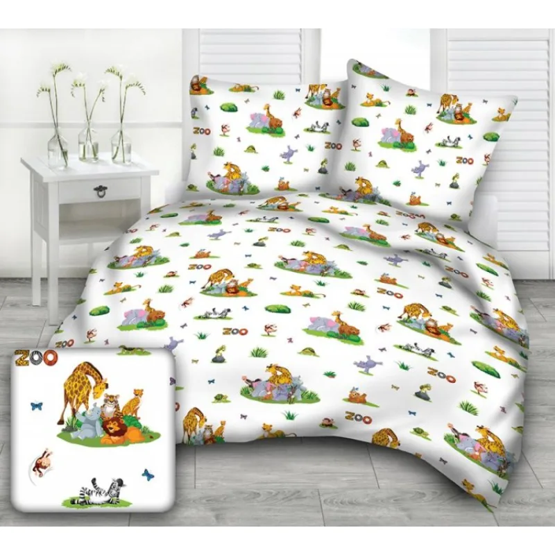 Obliečka do postieľky ZOO na bielom 100x135 / 40x60 cm