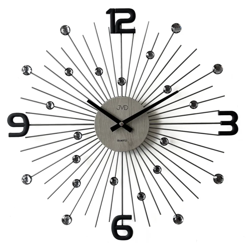 JVD Designové kovové černé paprskovité nástěnné hodiny JVD HT117.2