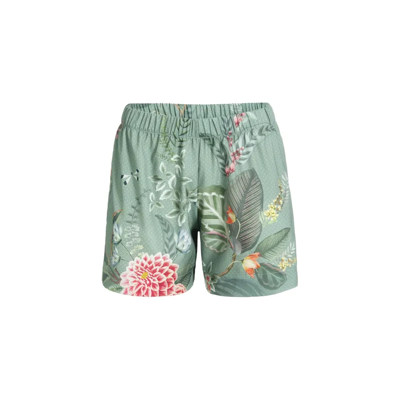 Pip Studio Bobba dámské kraťasy Floris Grande, zelené