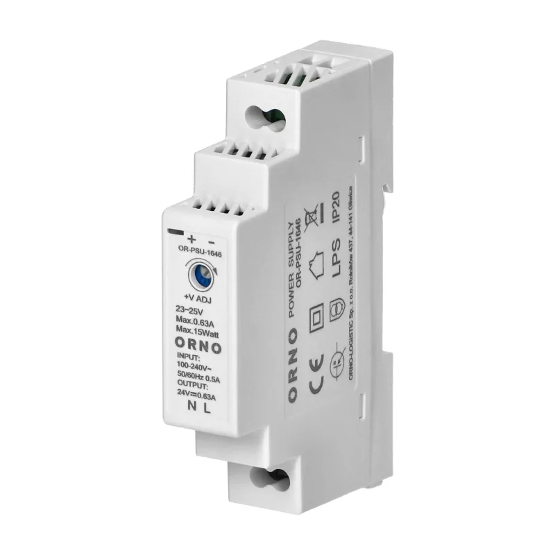 ORNO Napájací zdroj na DIN lištu 24VDC, 0.63A, 15W, 1 modul