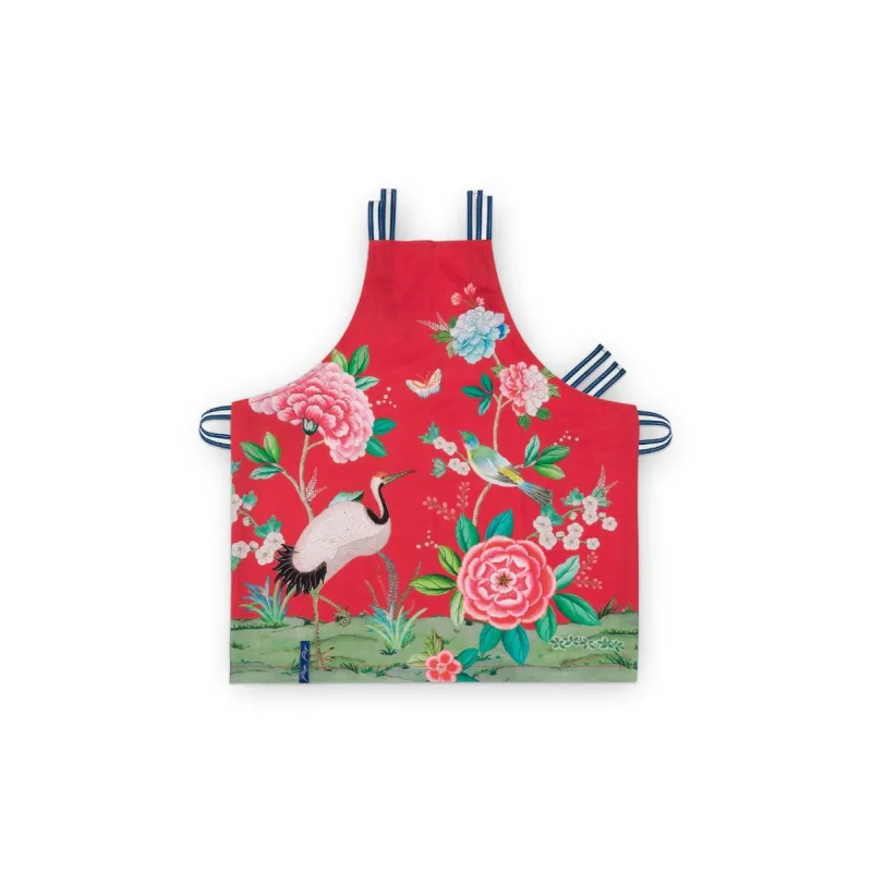 Pip Studio Blushing Birds kuchyňská zástěra, červená