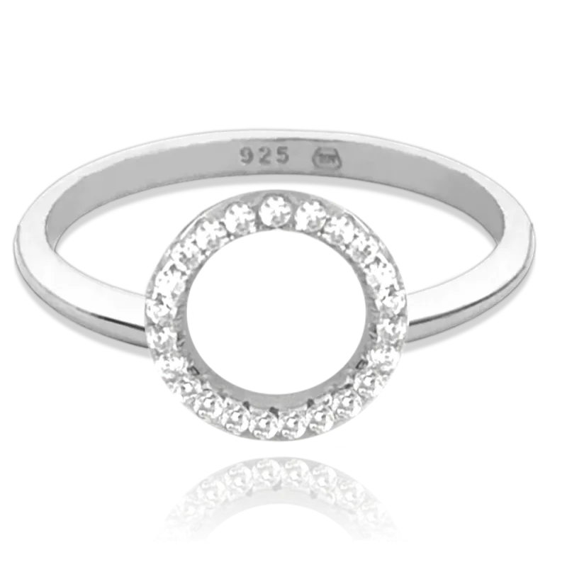 MINET Stříbrný prsten KROUŽEK s bílými zirkony vel. 51 JMAN0140SR51
