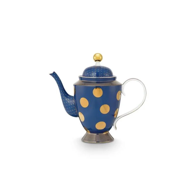Pip Studio Dot Delight Navy-gold čajová konvice 1,25l, modrá-zlatá