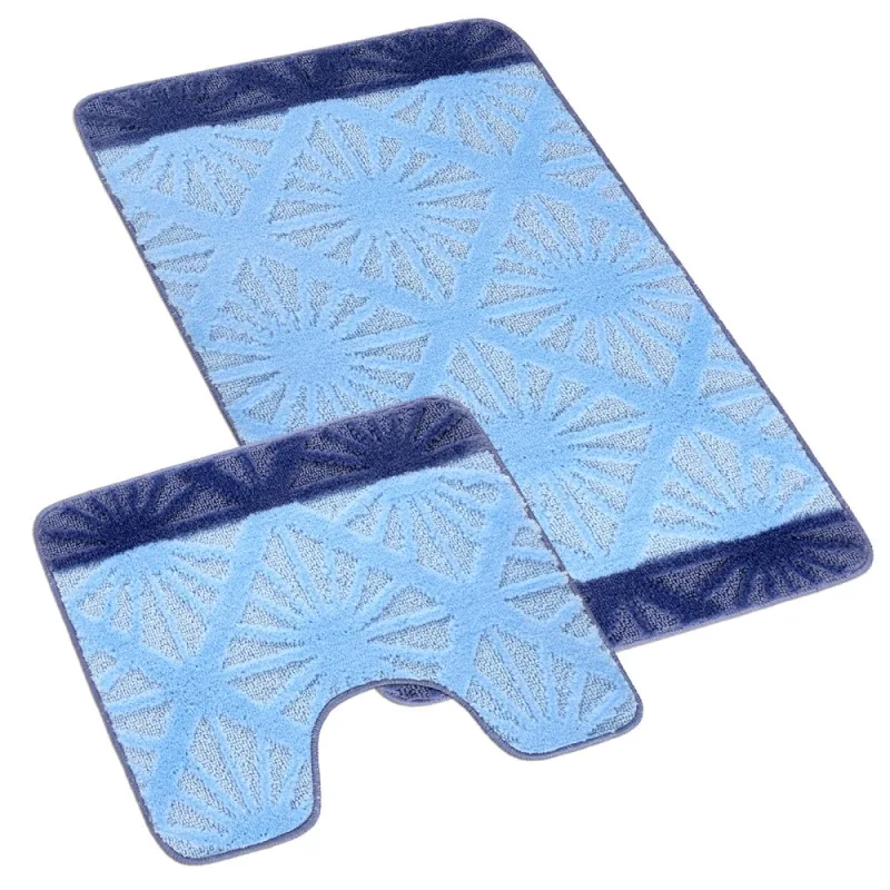 Kúpeľňová a WC predložka lúče modré 60x100+60x50cm