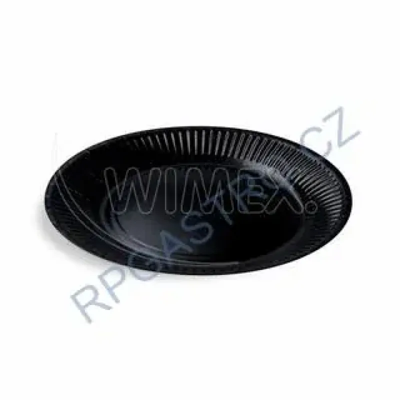 Papírové talíře černé mělké Ø 23 cm [10 ks] (65359)
