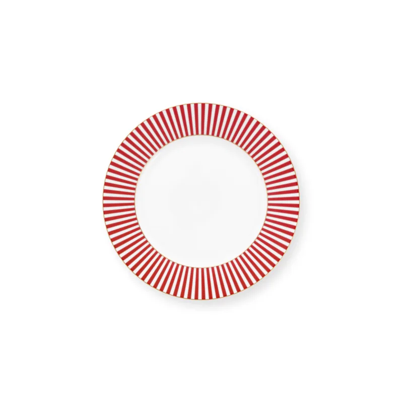 Pip Studio Royal stripes talíř Ø21cm, bílo-tmavě růžový