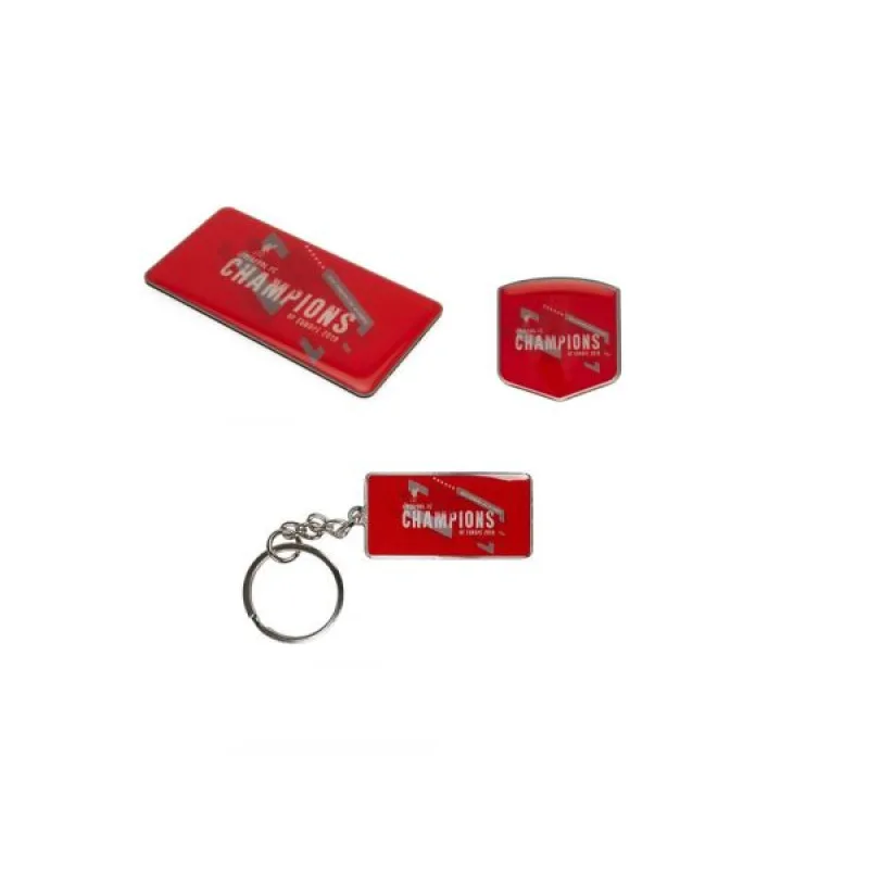 Liverpool FC Champions League Winners 2019 set (prívesok na kľúče + pripínací odznak + magnetka) - SKLADOM