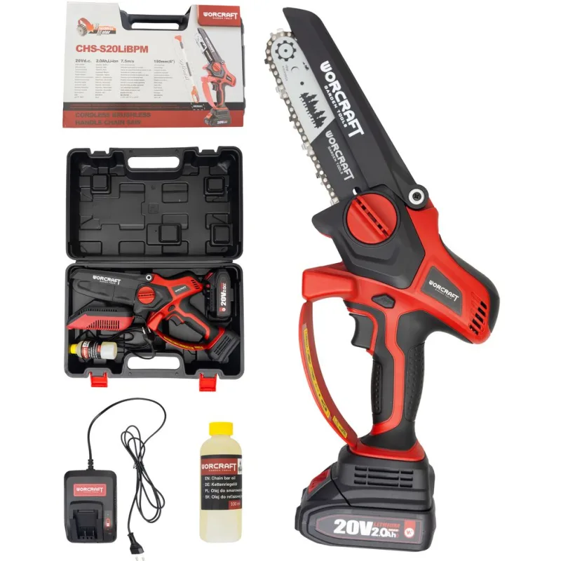 Píla Worcraft CHS-S20LiBPM ShareSYS, 20V Li-Ion, ručná, mini reťazová, bezuhlíková, lišta 15 cm, SET v kufri