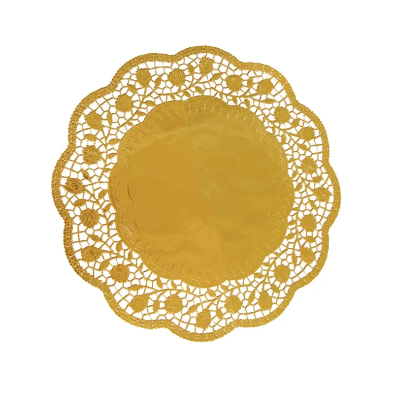 Dekorativní krajky kulaté zlaté Ø 30 cm [4 ks] (65460)