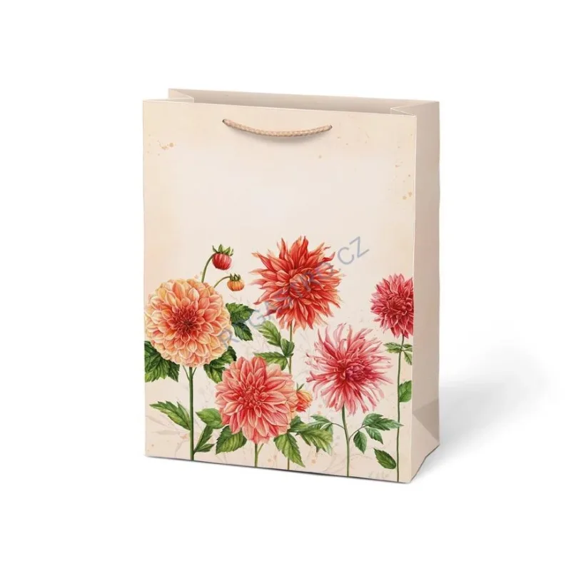Papírová taška dárková vel.T5 s květinami, motiv 2, 260x340x140 mm (5252755.2)