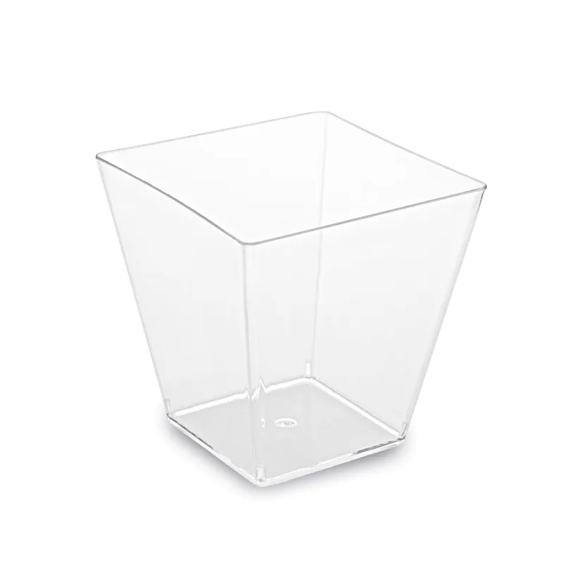 Fingerfood kelímek na Panna Cottu hranatý, čirý 5,9 x 5,9 x 5,4 cm - 100 ml [50 ks] (66321) 3A