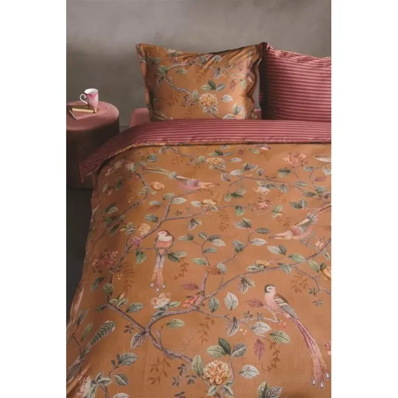 Pip Studio perkálové povlečení Good Nightingale okrové 200x200+2x 70x90 cm