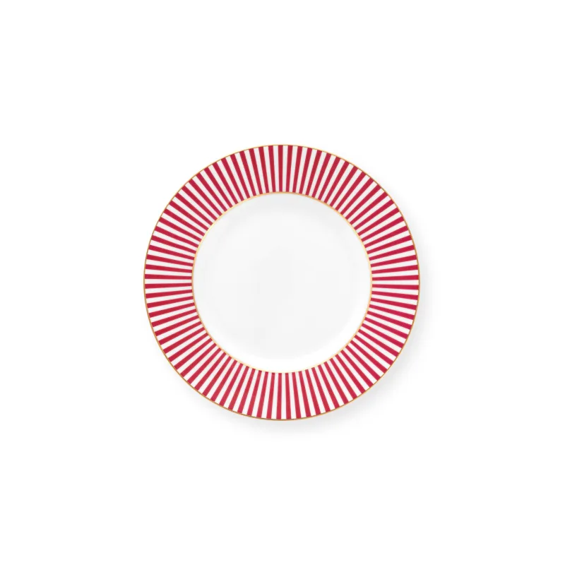 Pip Studio Royal stripes talíř Ø12cm, Bílo-tmavě růžový