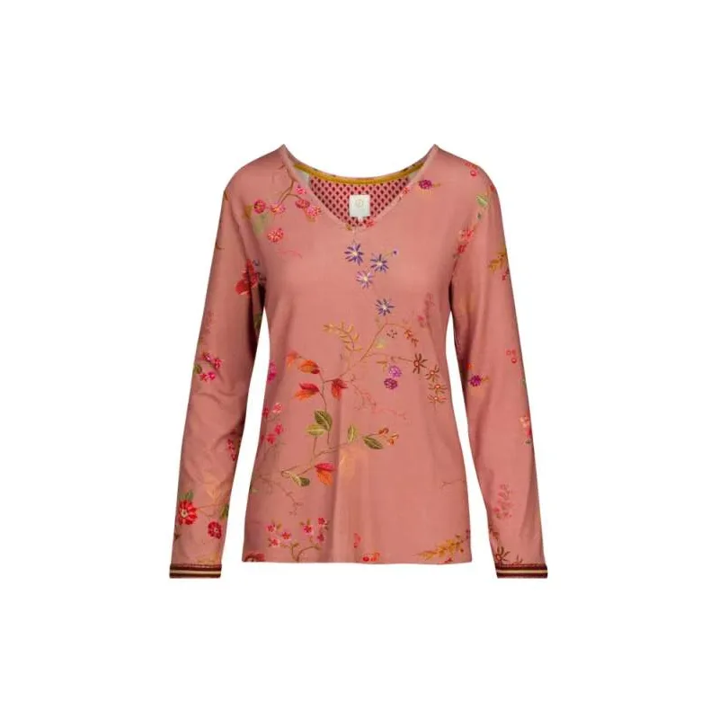 Pip Studio Trice triko s dlouhým rukávem Kawai Flower, růžové
