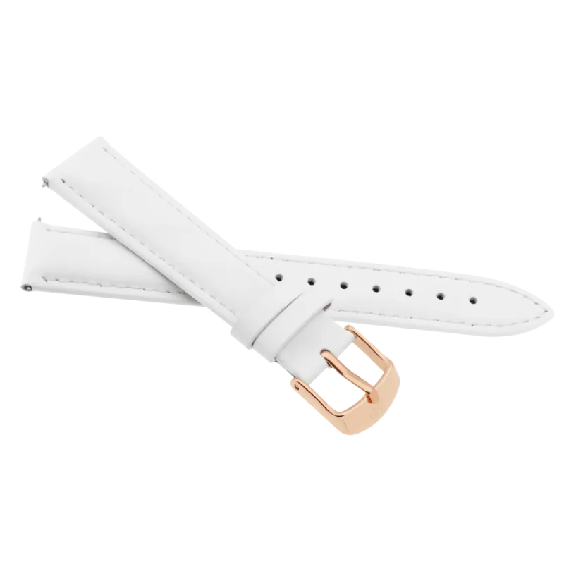 JVD Dámský bílý kožený řemínek na hodinky se zlatou sponou JVD RJ-TSR