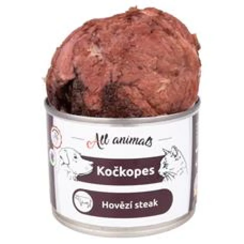 ALL ANIMALS Kočkopes konz. steak z hov.sval. 200g